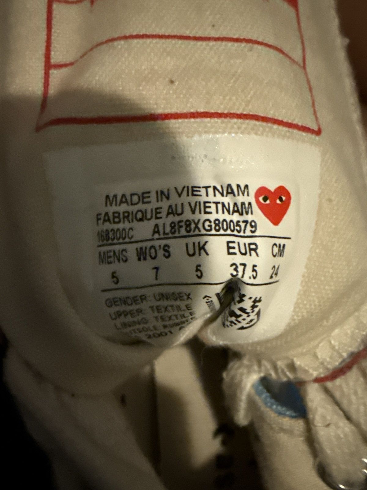 Comme des Garcons PLAY Blue Comme des Garçons Play Converse Hightop Sneakers Size US 5 / EU 37 - 6 Thumbnail
