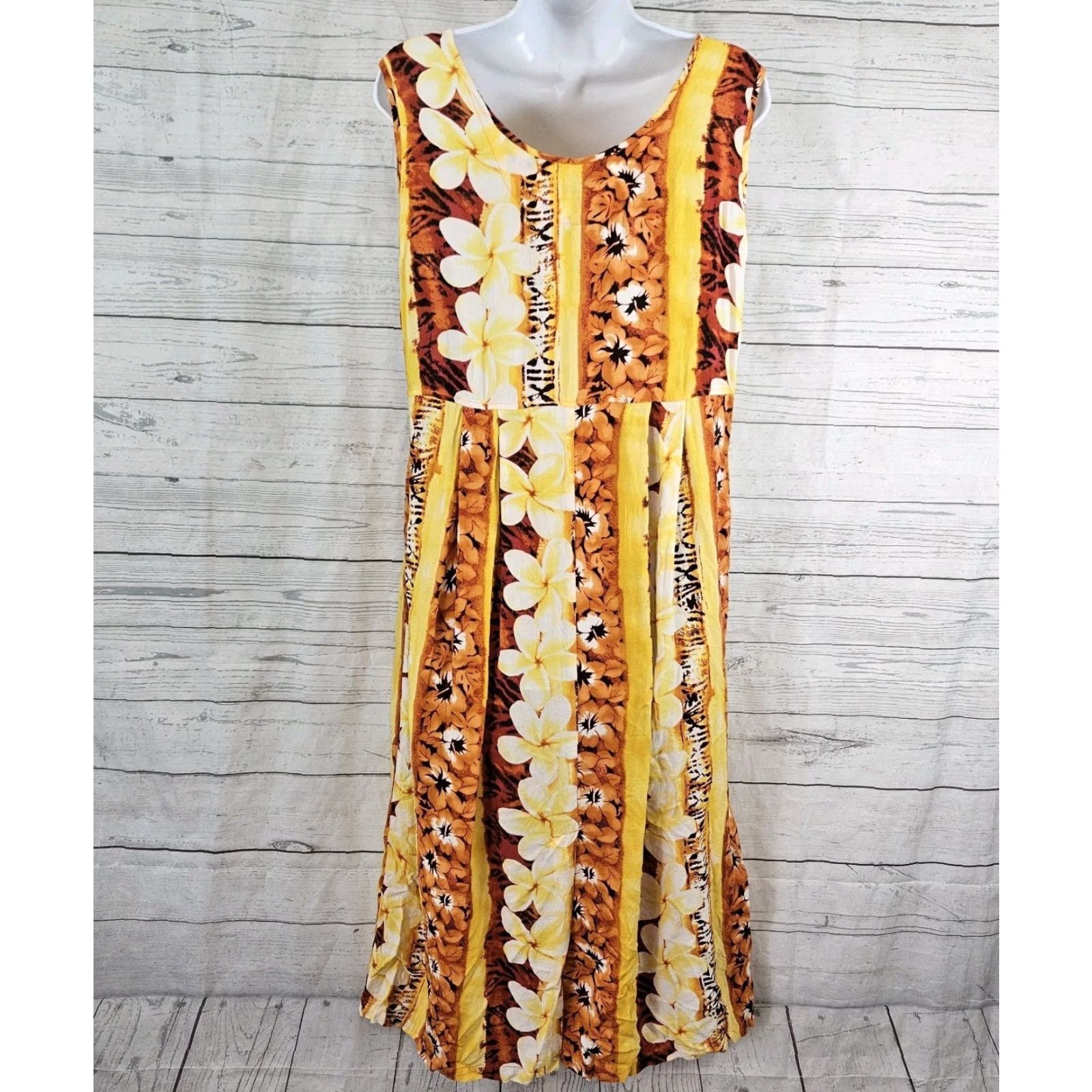 Jams World Jams World Womens Midi Dress Sz M Yellow Orange Floral Sleeveless Pockets Size M / US 6-8 / IT 42-44 - 3 Thumbnail