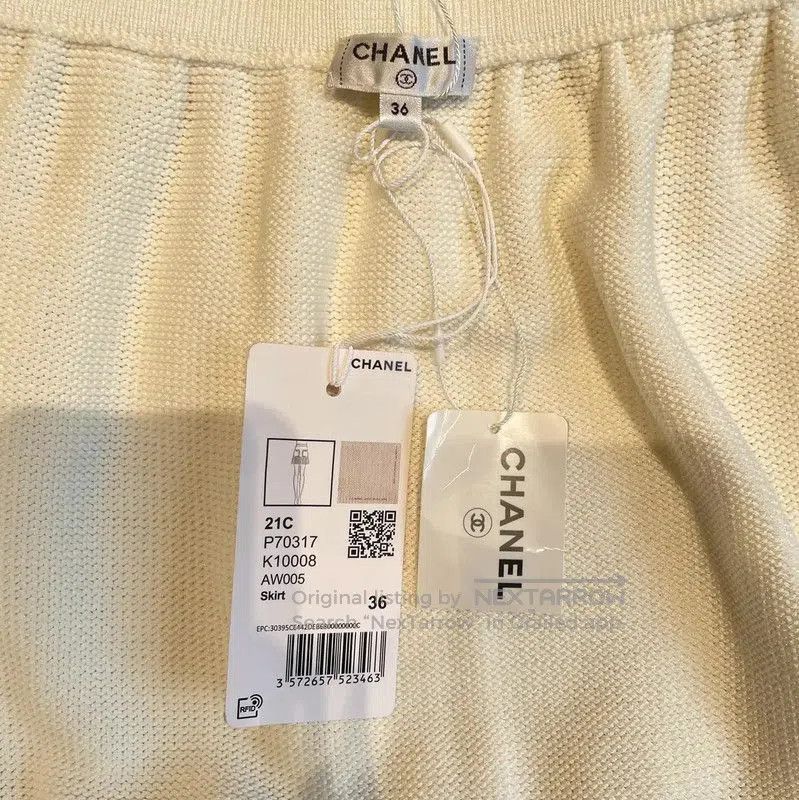 Chanel Chanel White Knit Ruffled Skirt for Women . Size 23" - 3 Thumbnail