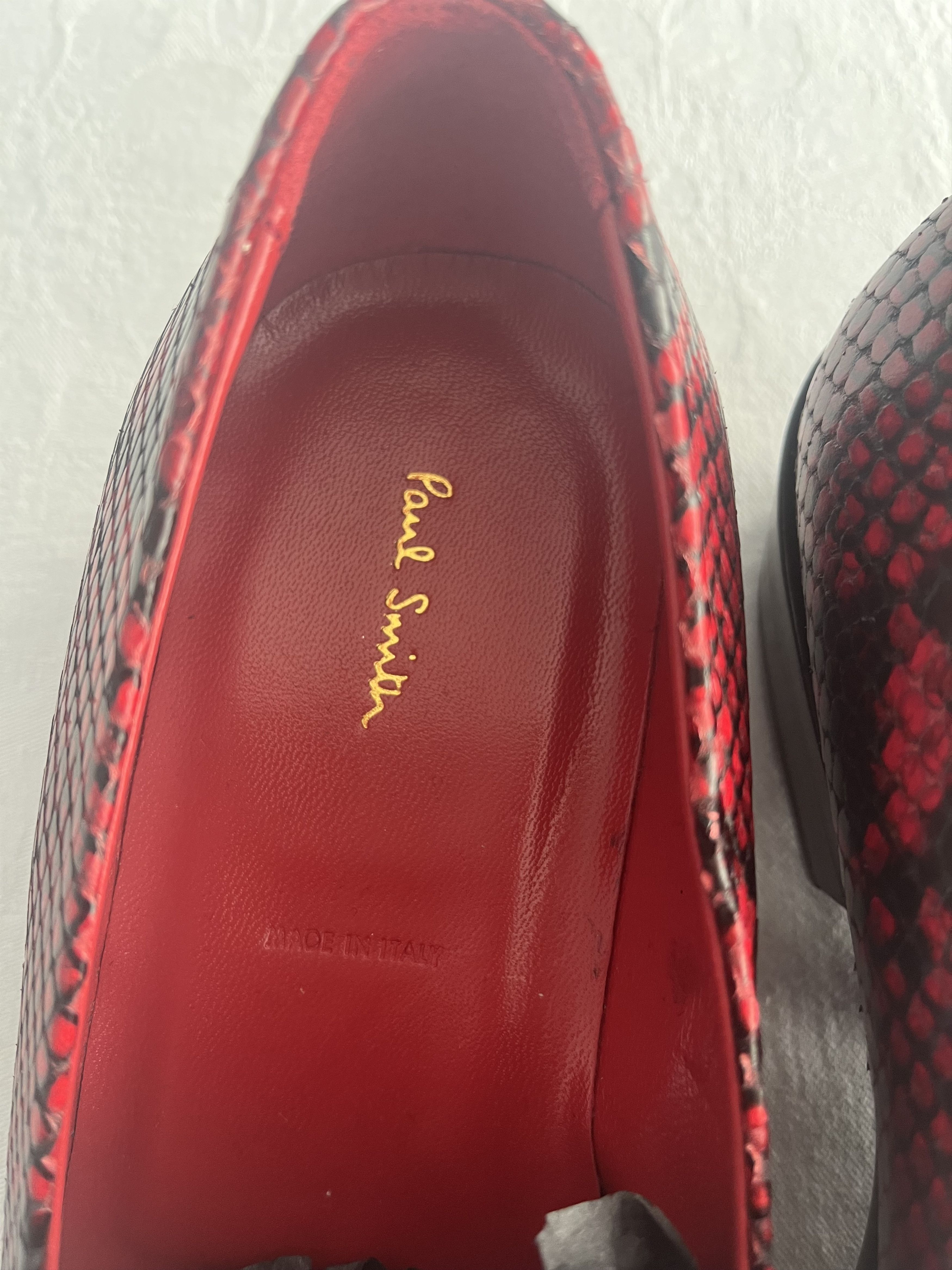 Paul Smith Red and black leather snakeskin design loafers/flats Size US 10 / IT 40 - 2 Thumbnail