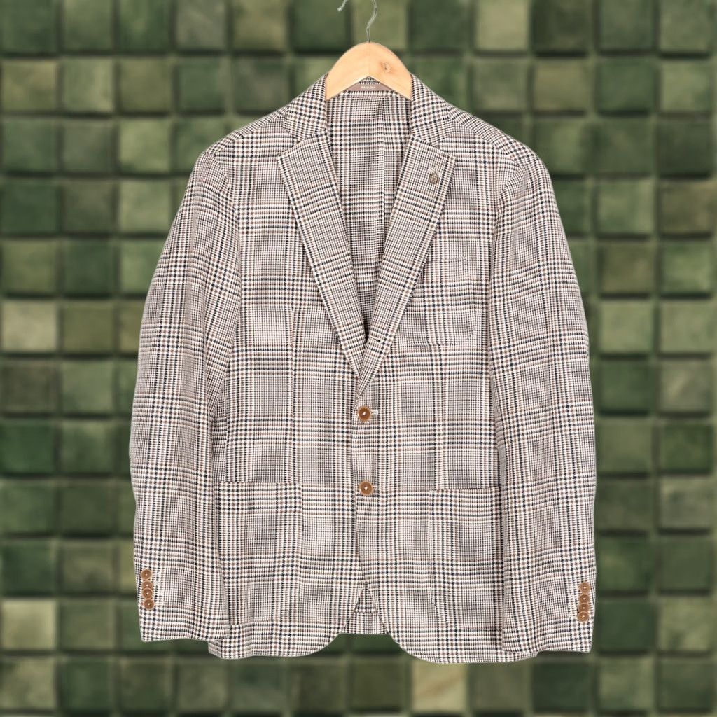 Paoloni PAOLONI Blazer Jacket Men Size 48 Knit Cotton Linen Blend MJ6589 Slim Size 48R - 1 Thumbnail