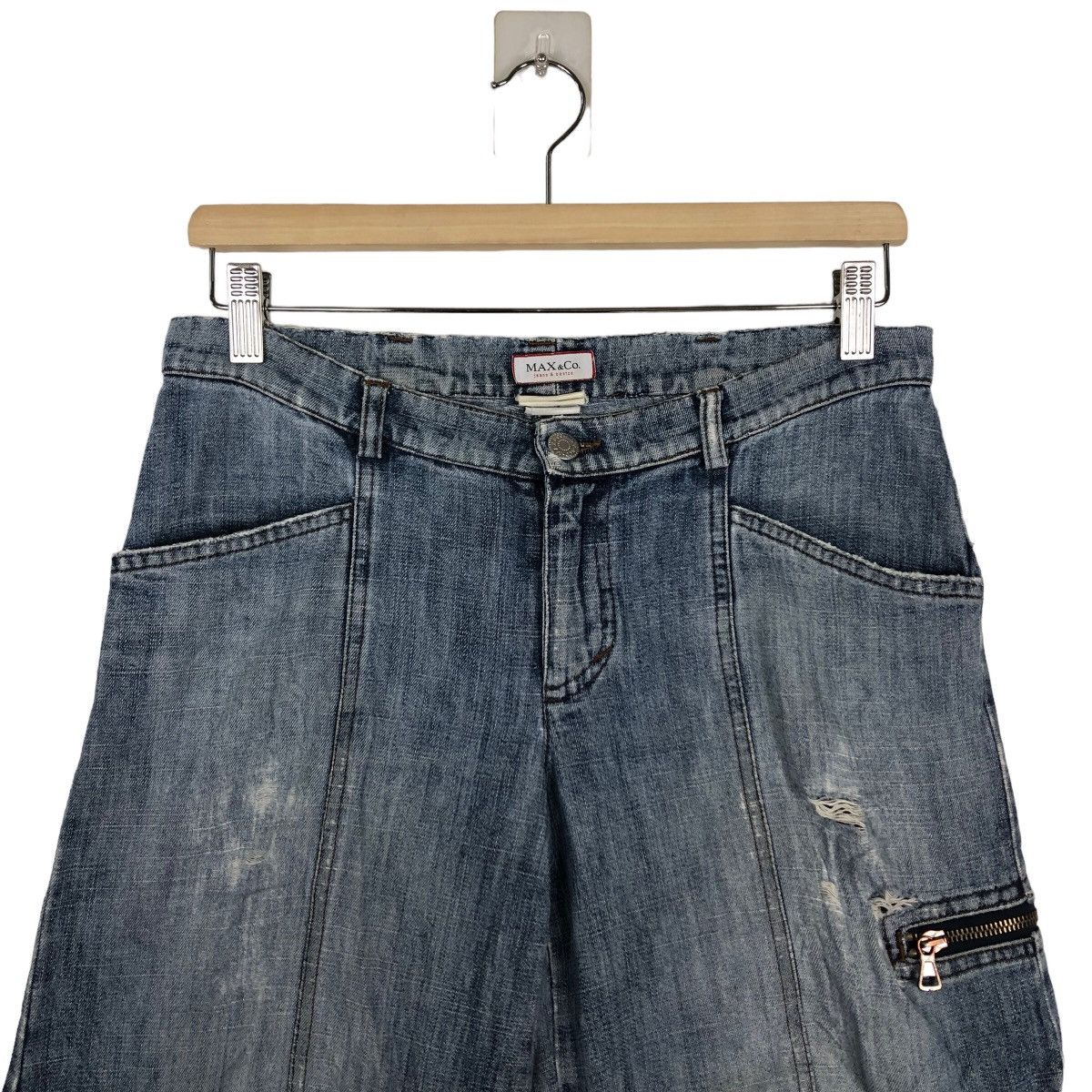 Denime 🔥OVER SIZED DISTRESSED DENIM JEANS MAX & CO RARE DESIGNER Size US 28 / EU 44 - 3 Thumbnail