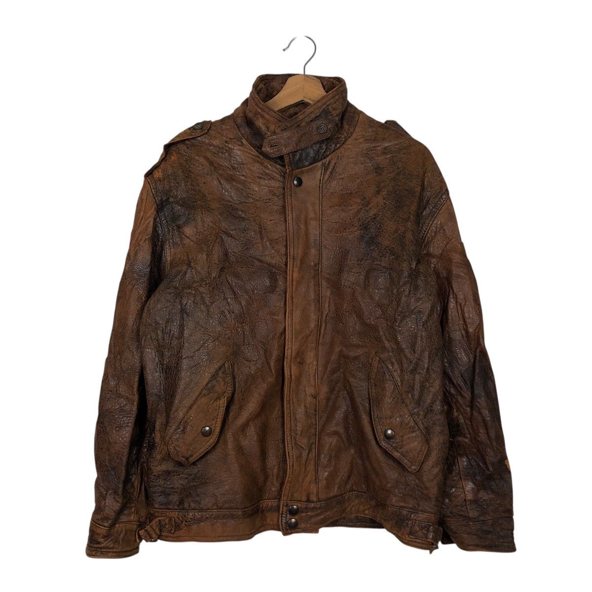 Japanese Brand 📌Vintage Fly Bomber Leather Jacket Freetime Issey Miyake Size US M / EU 48-50 / 2 - 2 Thumbnail