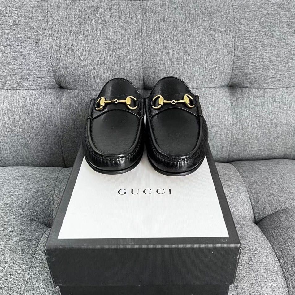 Gucci Gucci Black Leather Horsebit Loafers Slip-On Mule Shoes Size Size US 8.5 / IT 38.5 - 4 Thumbnail