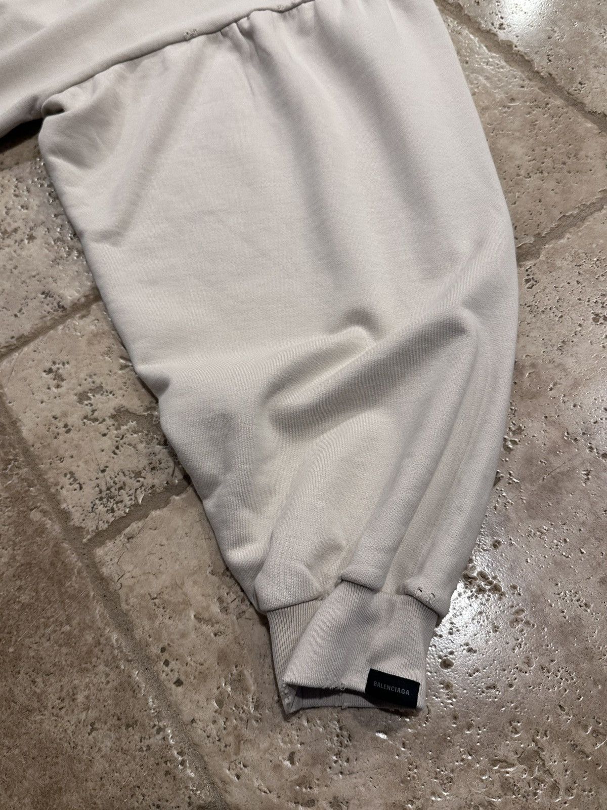Balenciaga Balenciaga “Be Nice” Light Biege 2023 Distressed Hoodie Size US XL / EU 56 / 4 - 4 Thumbnail