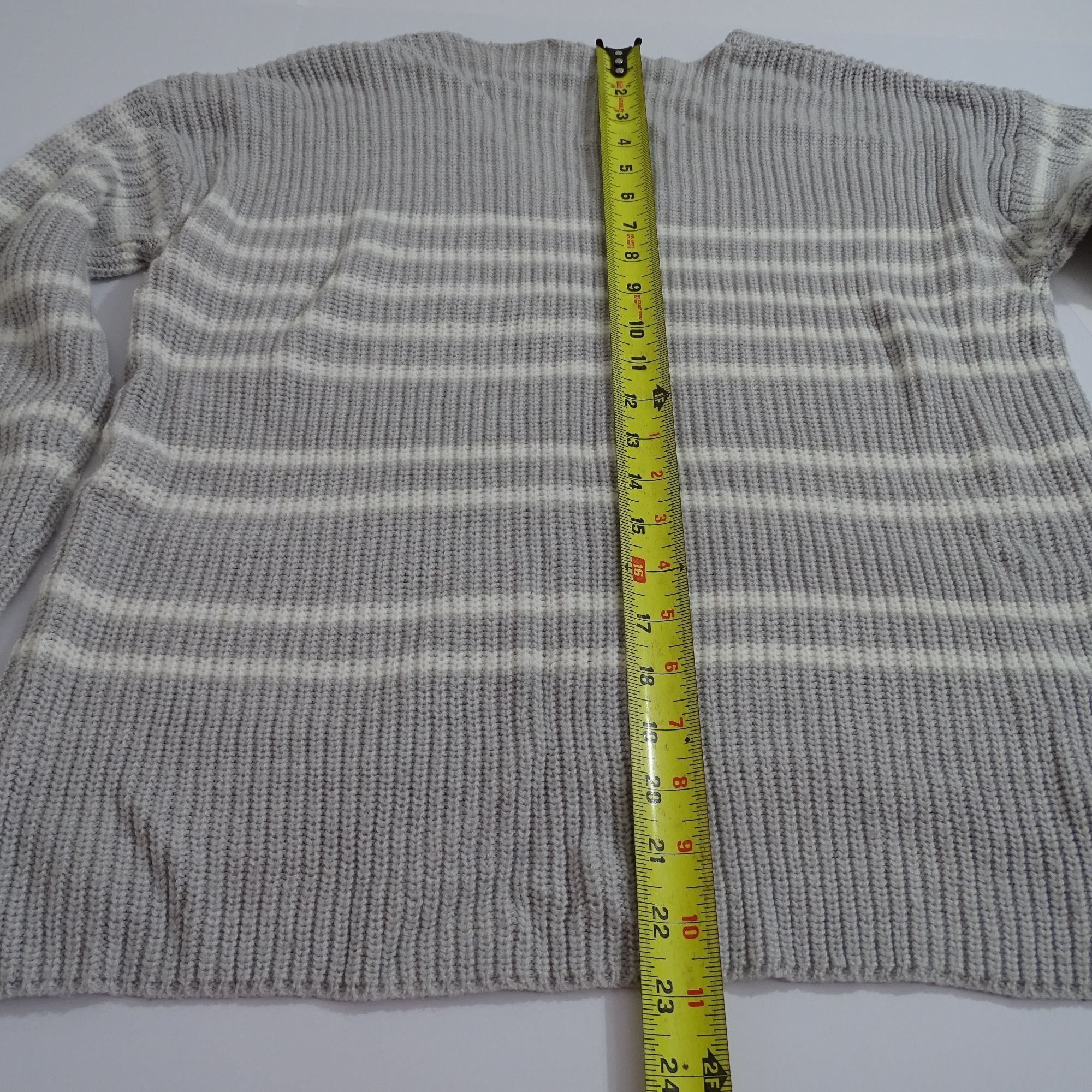 Other Moral Fiber Gray Stripe Acrylic Knit V-Neck Sweater Size XL Size XL / US 12-14 / IT 48-50 - 11 Thumbnail
