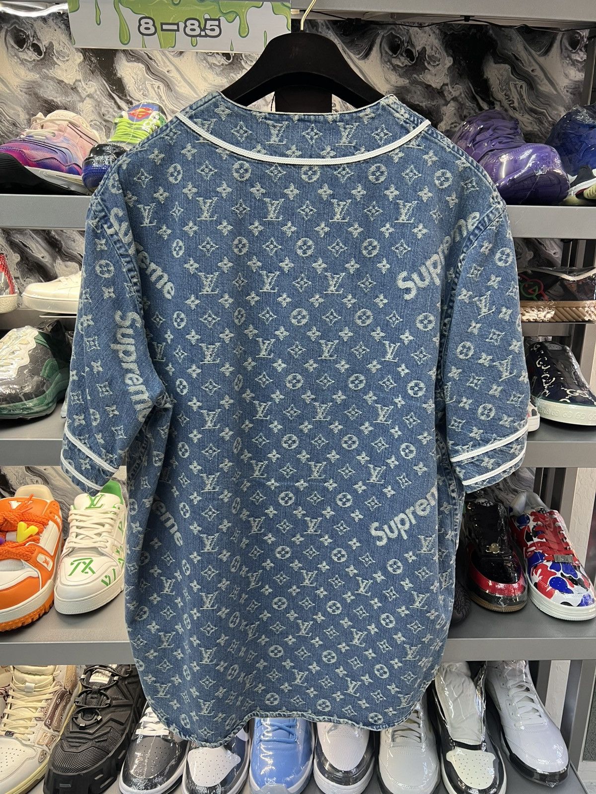 Louis Vuitton Louis Vuitton x Supreme Jacquard Denim Baseball Jersey Size US XL / EU 56 / 4 - 1 Thumbnail