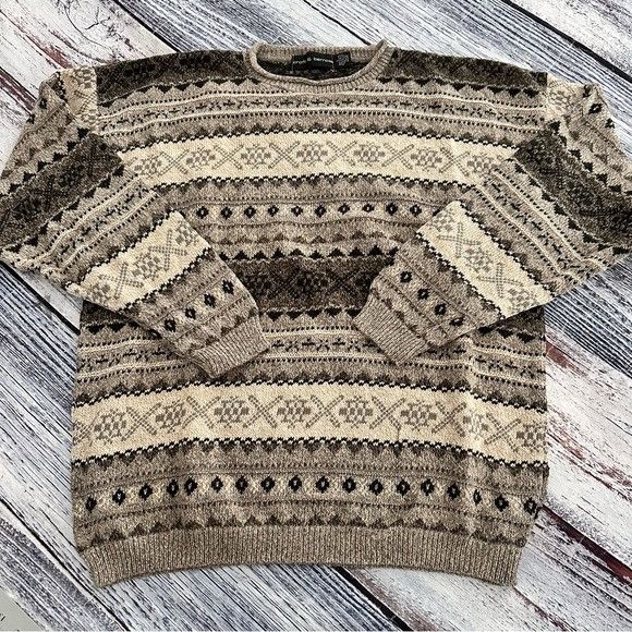 Vintage Vintage 90’s Croft & Borrow Knit Beige Sweater Size US L / EU 52-54 / 3 - 1 Thumbnail