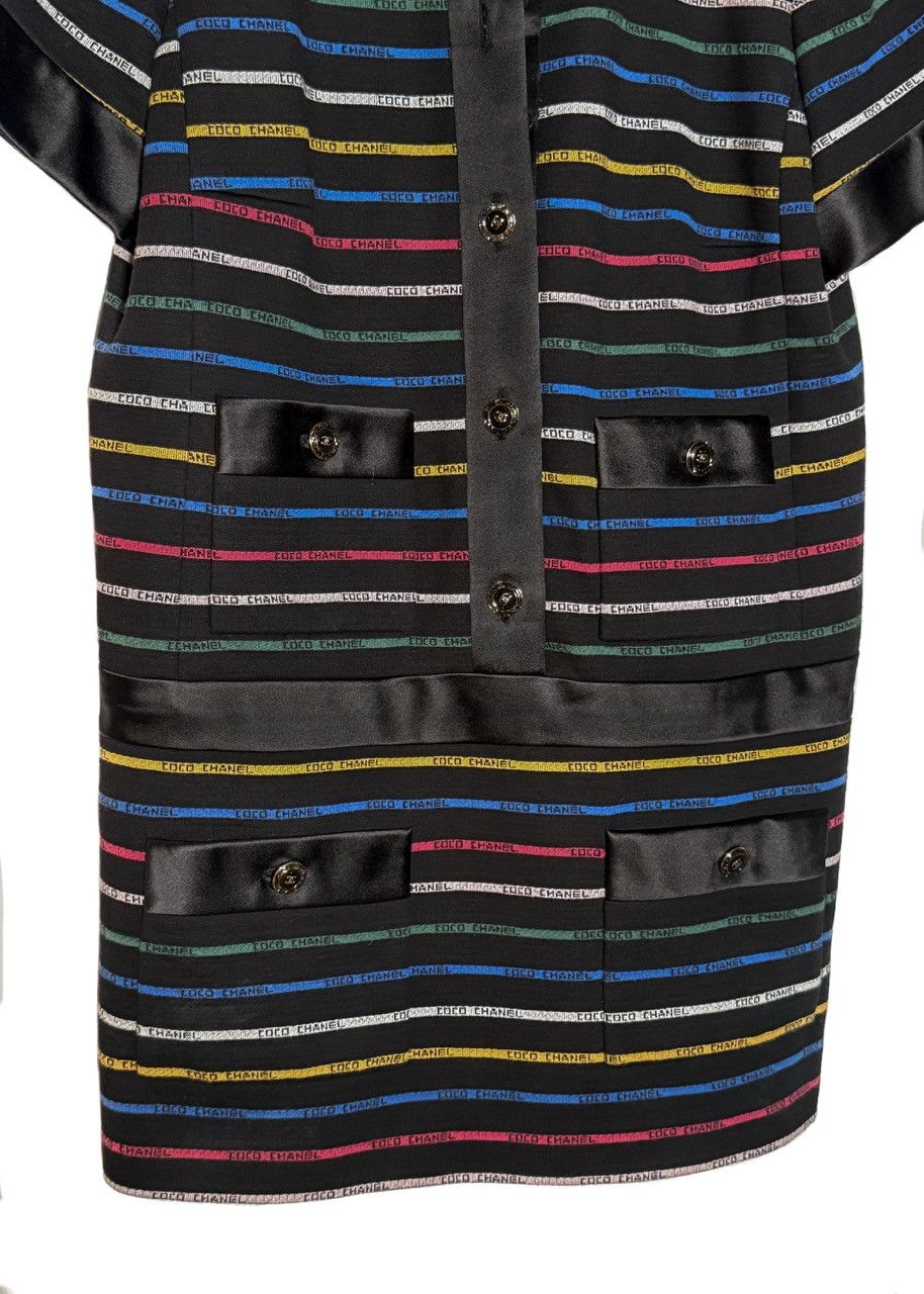 Chanel Chanel SS22 Runway Multicolour Striped Logo Black Mini Dress Size XXL / US 16-18 / IT 52-54 - 6 Thumbnail