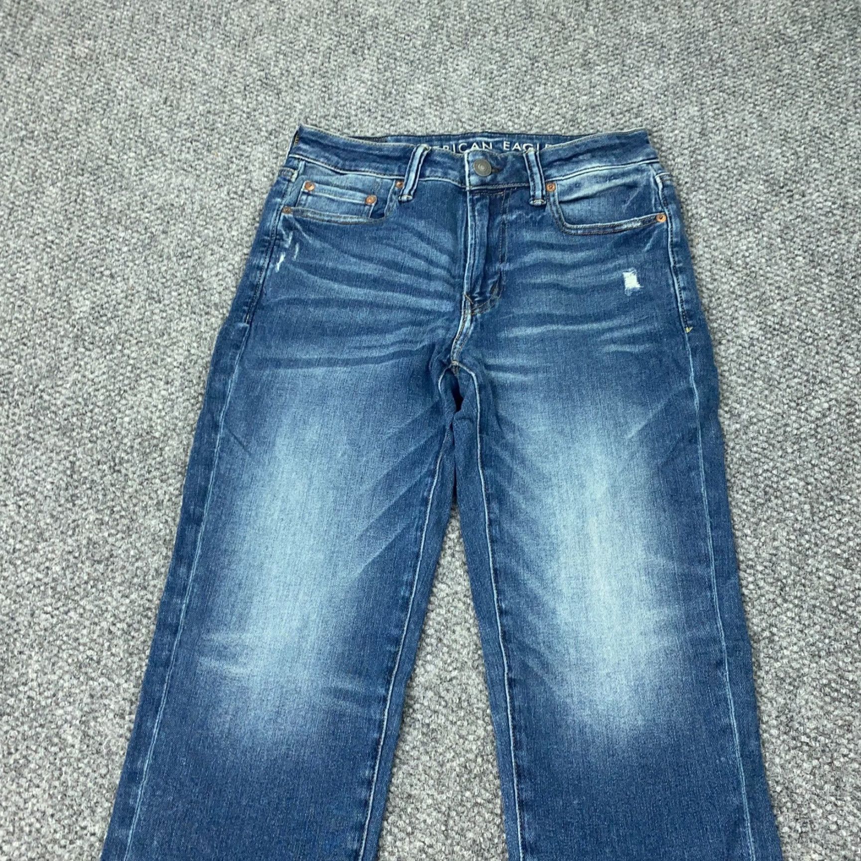 American Eagle Outfitters American Eagle Jeans 30x32 Straight Blue Next Level AirFlex Distressed Mens Size US 30 / EU 46 - 2 Thumbnail