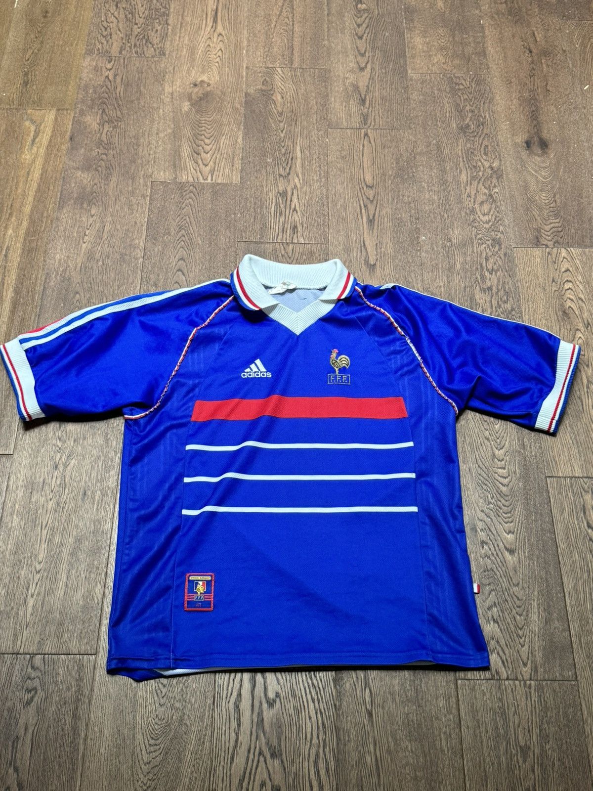 image of 1997-1998 Adidas France World Cup Jersey in Blue, Men's (Size Medium)