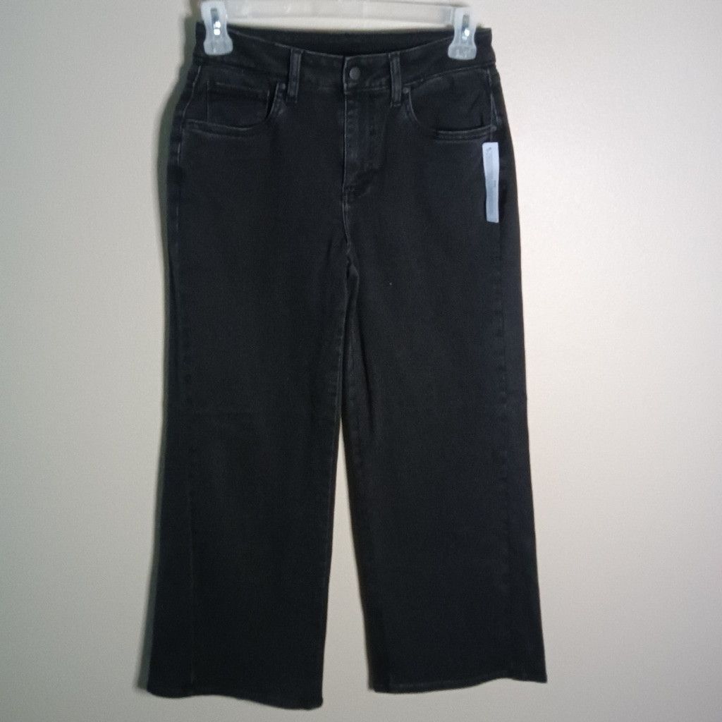 Venus Venus Wide Leg Jeans Black High Rise Petite 6P NWT Size 28" / US 6 / IT 42 - 2 Thumbnail