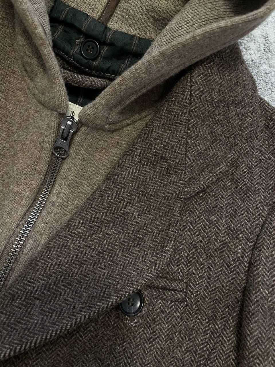 Woolrich Woolen Mills Woolrich 100% Wool Herringbone Blazer Jacket w/ Hood Italy Size XS / US 0-2 / IT 36-38 - 6 Thumbnail