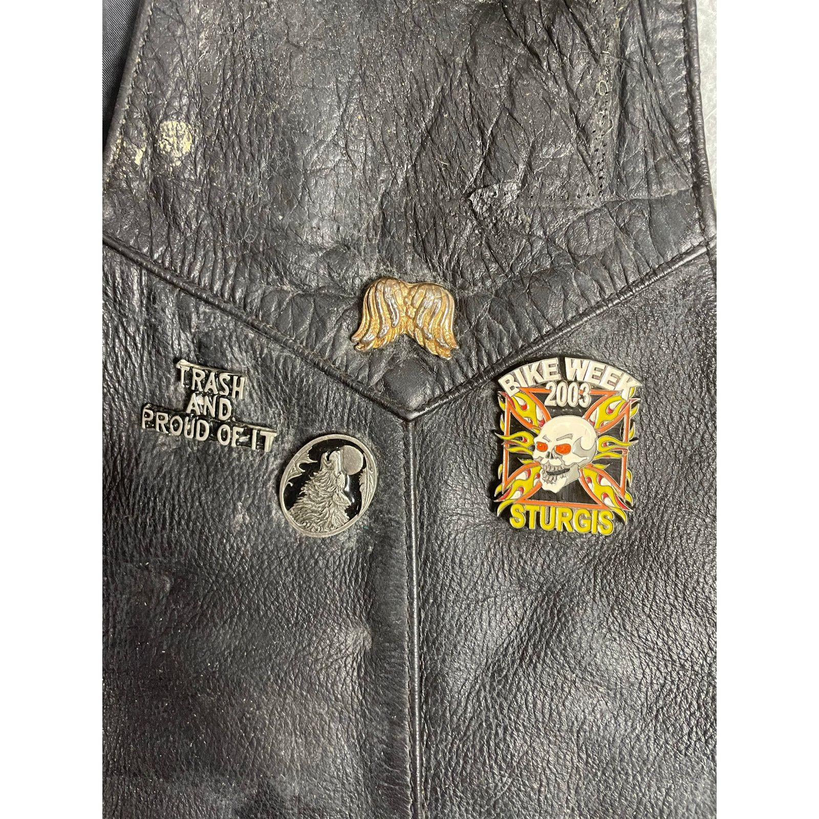 Fmc Vintage FMC Leather Biker Vest Size 40 Patched Sturgis Size US M / EU 48-50 / 2 - 8 Thumbnail