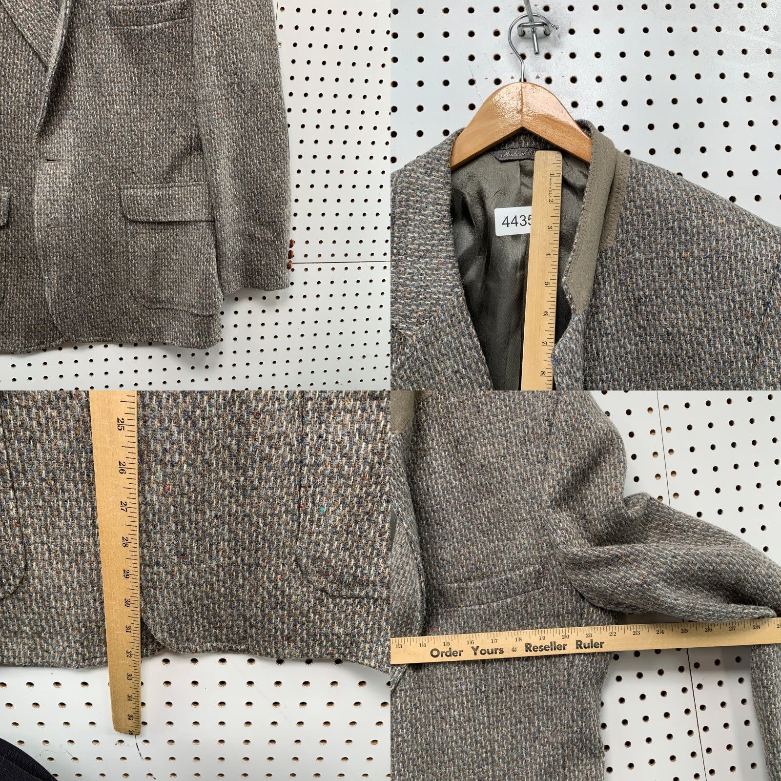 Levi's VINTAGE Levi's Blazer Wool Tweed 46R Gray Two-Button Suede Elbows Made USA Mens Jacket Blazer Size 46R - 8 Thumbnail