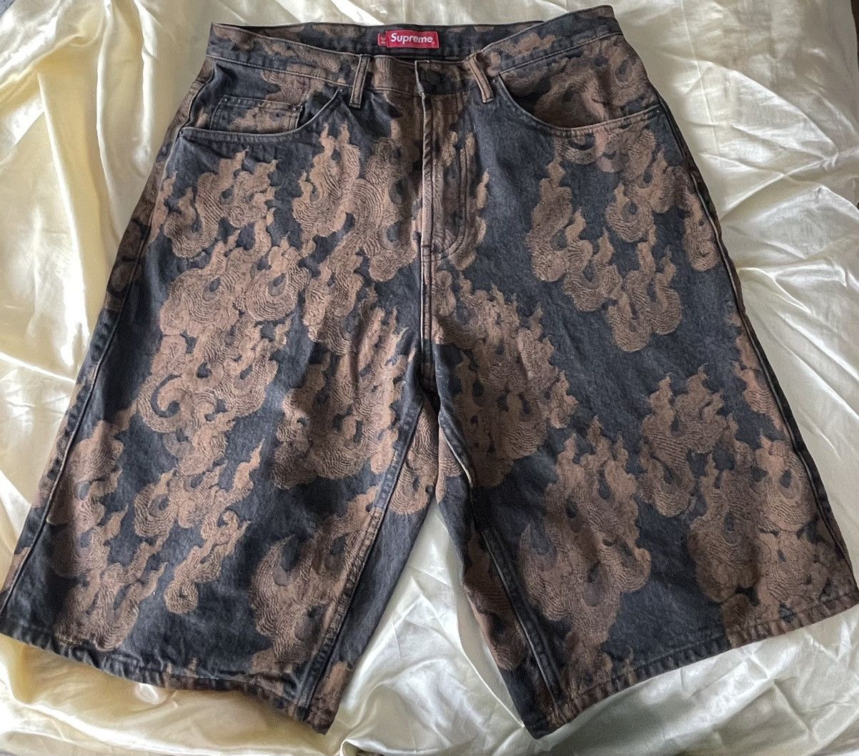 the Flames Jacquard Baggy Denim Shorts : r/Supreme