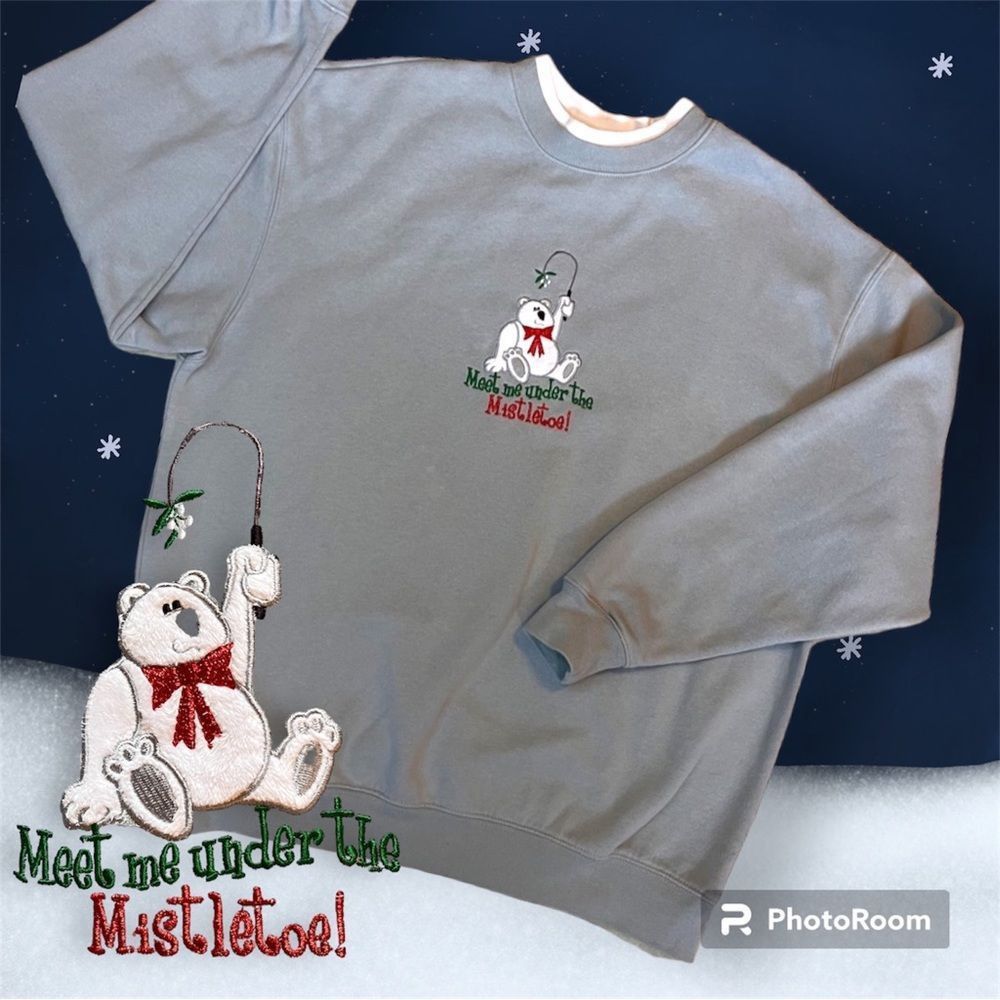 Vintage Vintage MCCC Sportswear gray XL mistletoe bear Christmas swe Size XL / US 12-14 / IT 48-50 - 1 Thumbnail