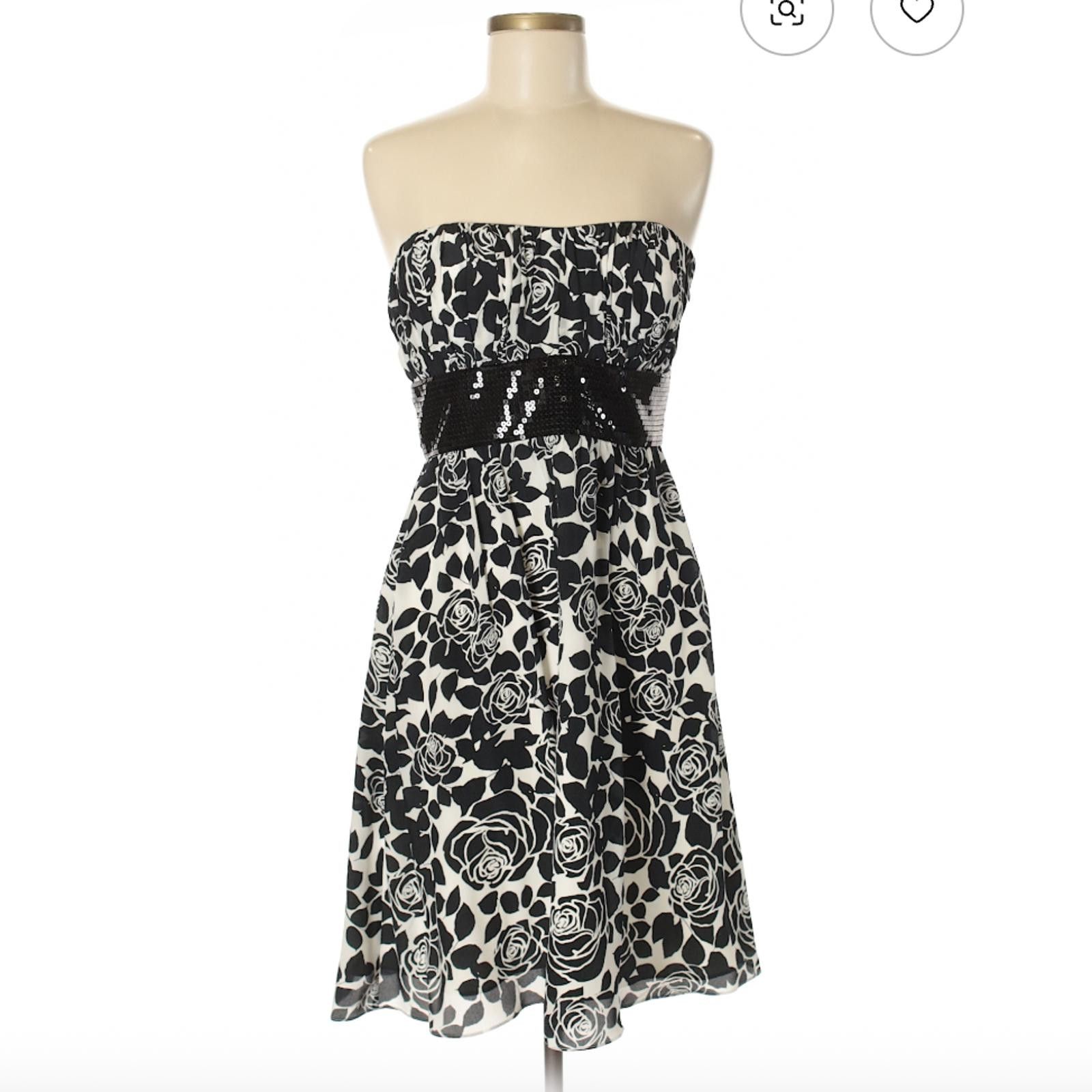 Other White House Black Market Size 8 Black White Strapless Dress Size M / US 6-8 / IT 42-44 - 1 Thumbnail