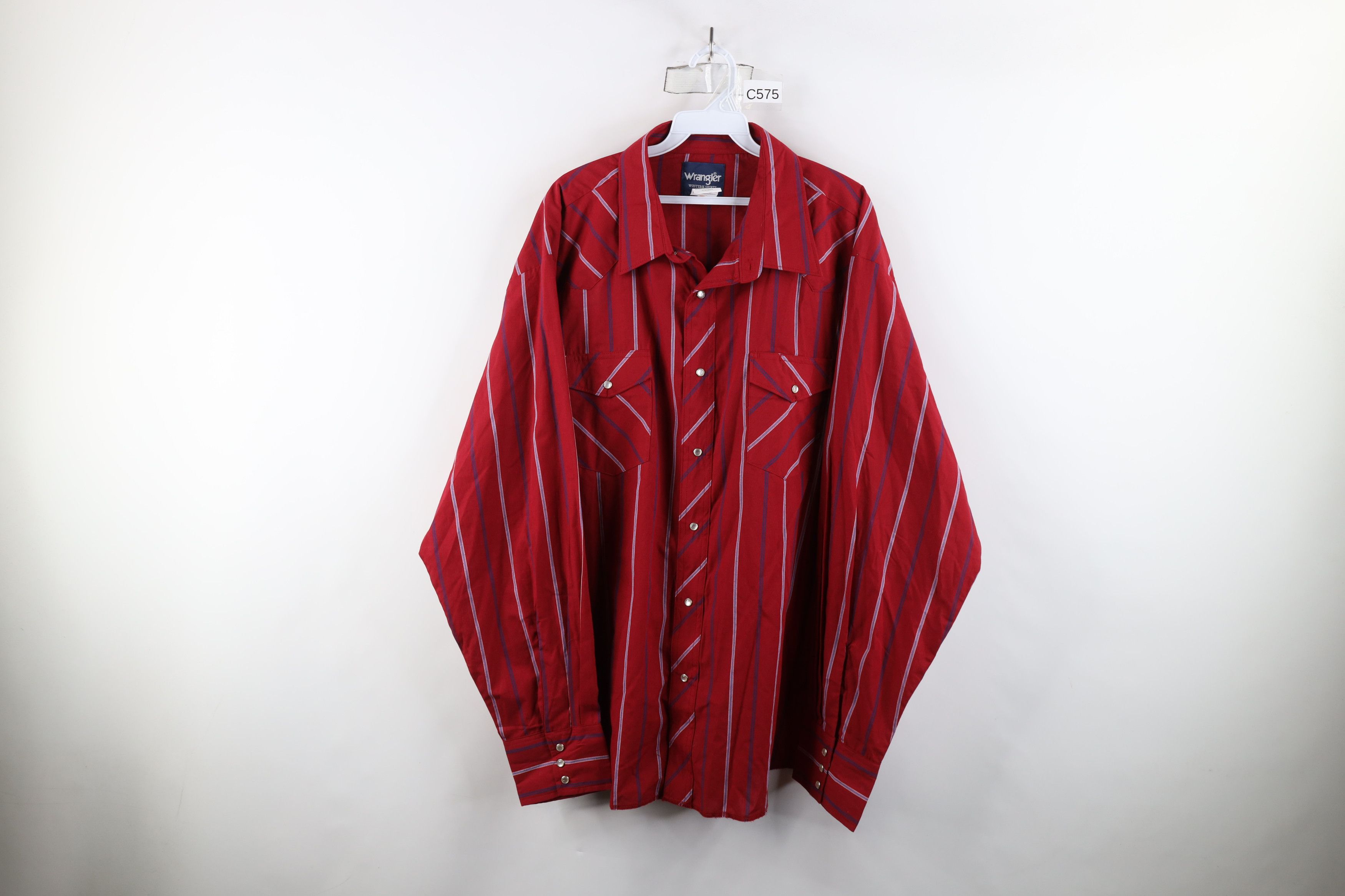 Vintage × Wrangler Vintage 90s Wrangler Brushpopper Western Button Shirt Red Size US XXL / EU 58 / 5 - 1 Thumbnail