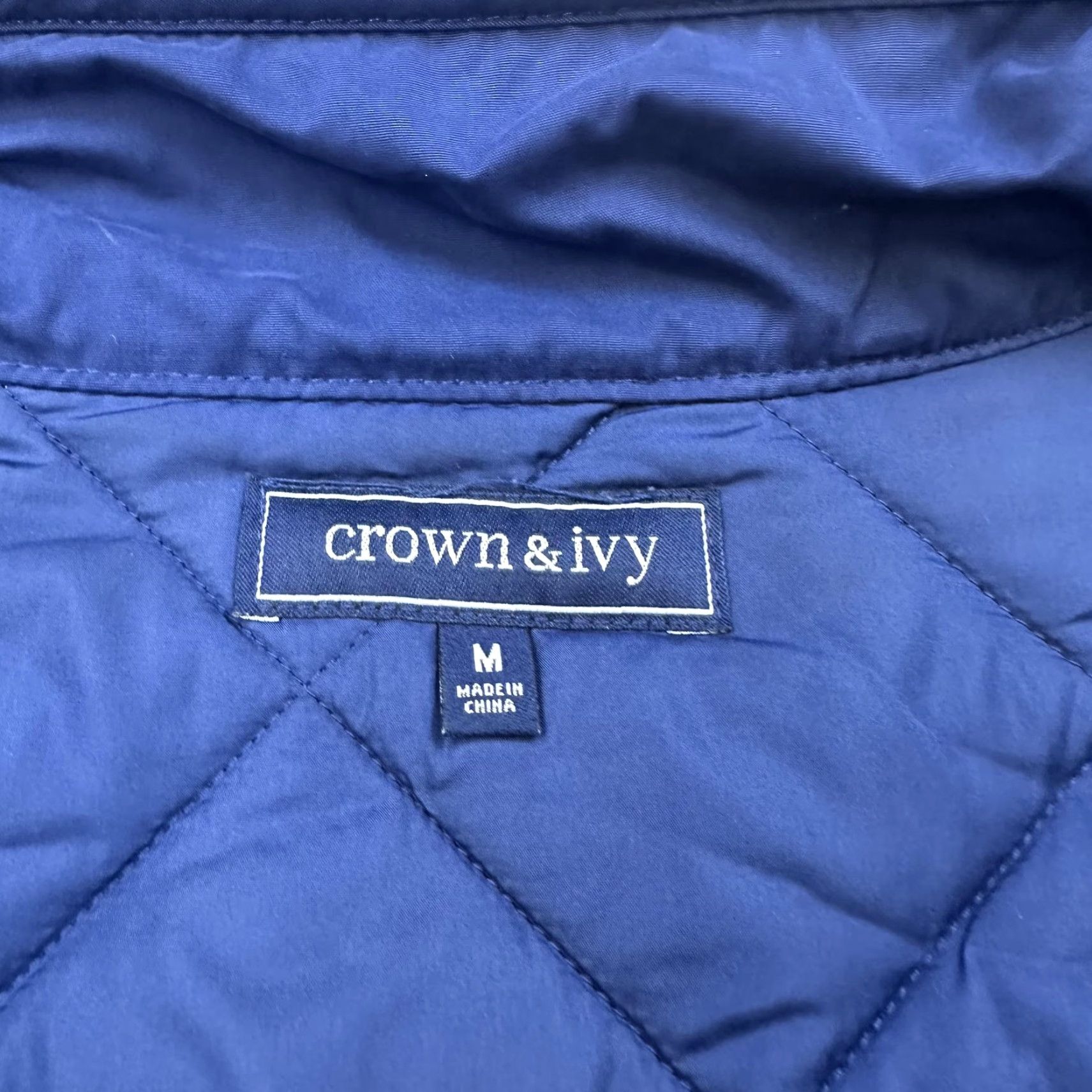 Vintage Crown & Ivy Vest Women Medium Blue Quilted Full Zip Stand Collar Pockets Outdoor Size M / US 6-8 / IT 42-44 - 5 Thumbnail