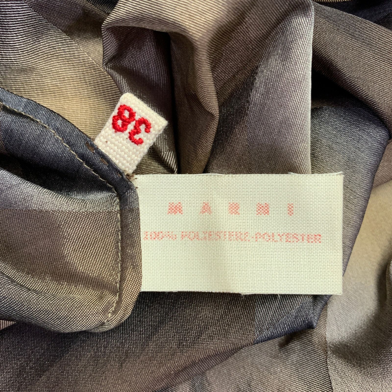 Marni Brown Beige Polyester Taffeta Diamond 3/4 Sleeves Dress Size XS / US 0-2 / IT 36-38 - 7 Thumbnail