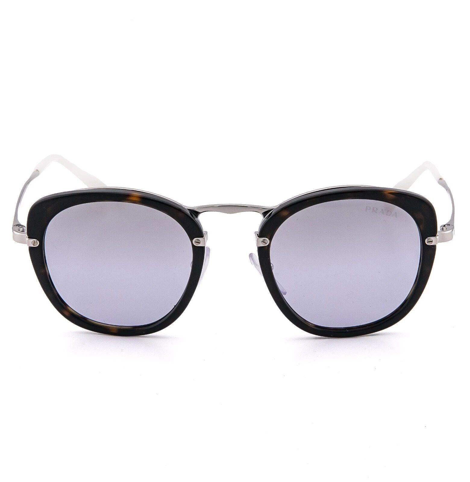 Prada PRADA 58U PR58US Oval Metal Silver Havana Sunglasses 58US Size ONE SIZE - 4 Thumbnail