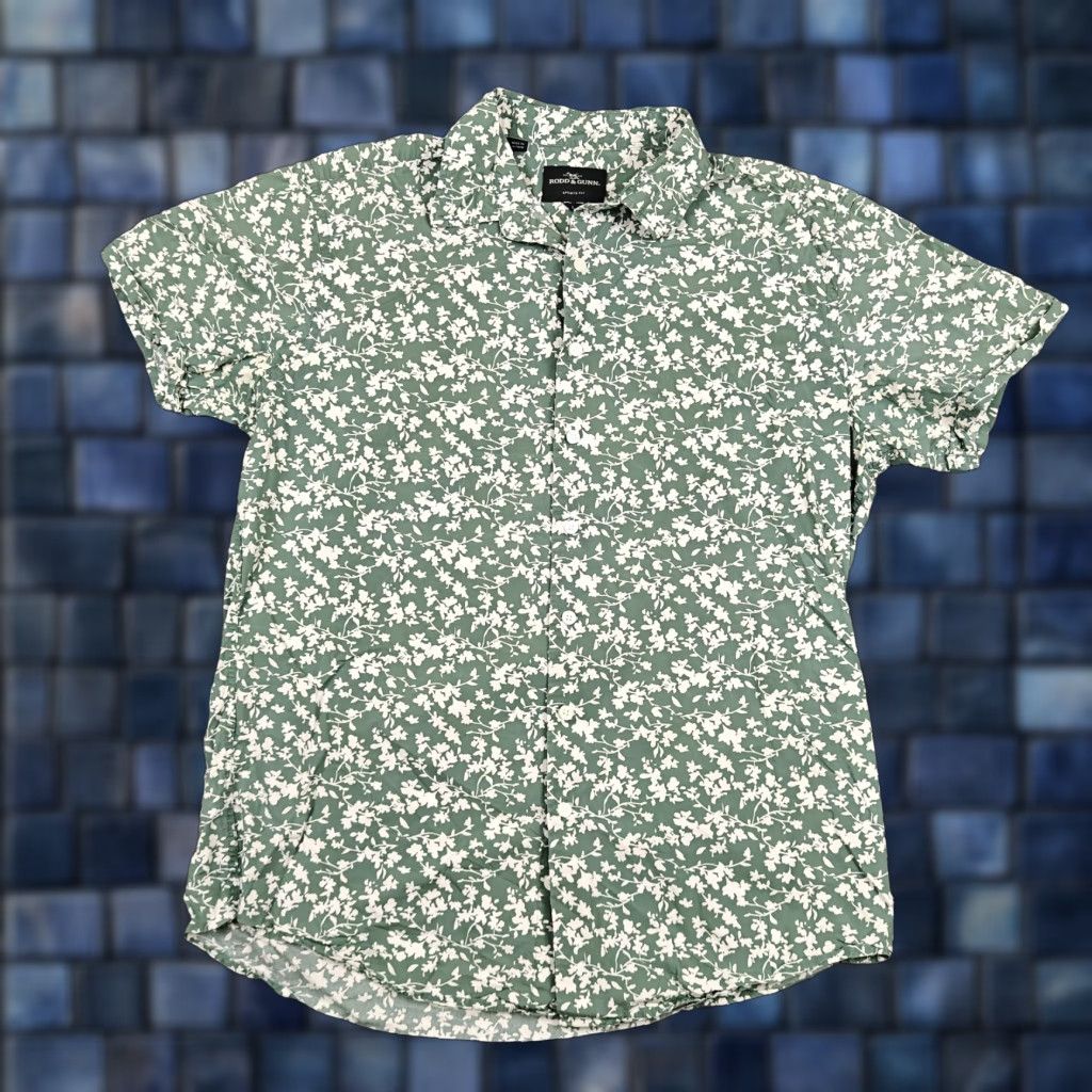 Rodd & Gunn Rodd & Gunn Shirt Mens L Green Floral Cotton Short Sleeve Button Up Casual Size US L / EU 52-54 / 3 - 1 Thumbnail