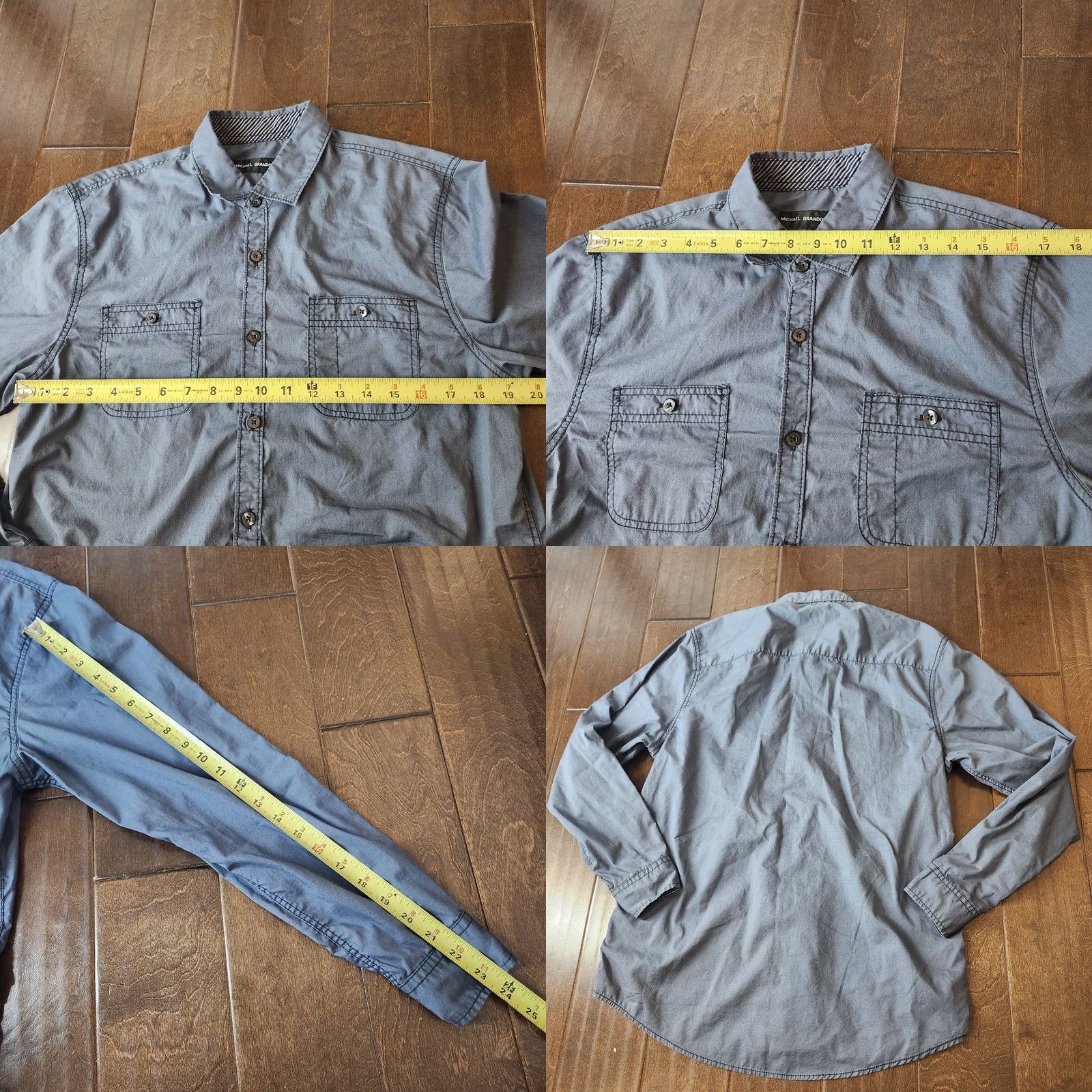 Vintage Michael Brandon Shirt Mens Medium Blue Button-Up Long Sleeve Size US M / EU 48-50 / 2 - 9 Thumbnail