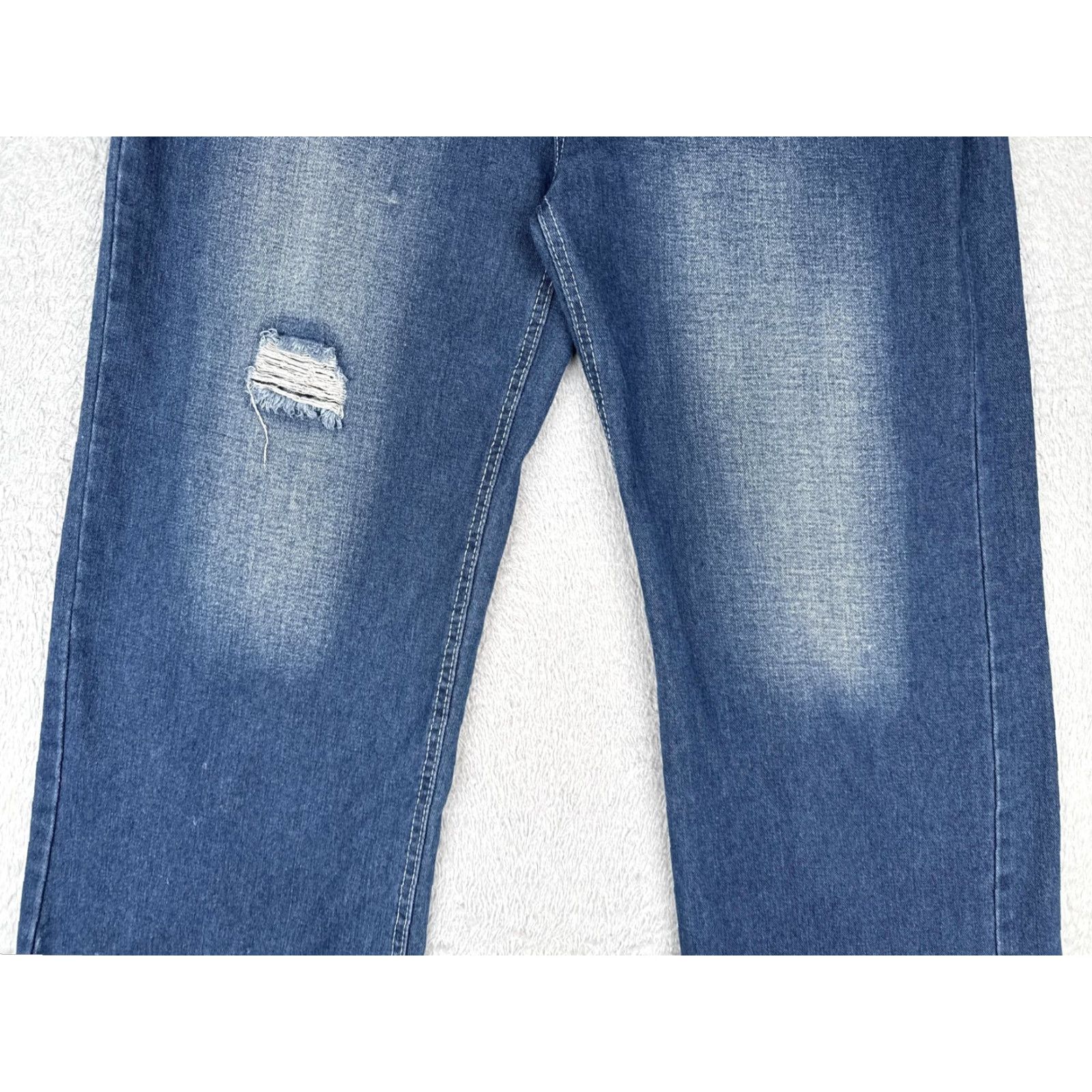 Miss Me VINTAGE Miss Me Jeans Womens 27 Blue Rhinestone Cross Back Pockets Distressed JP5854B Size 27" / US 4 / IT 40 - 3 Thumbnail