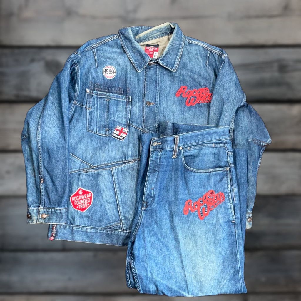 Rocawear Rocawear Denim Jacket & Jeans Set Mens XL / 43 x 28 Baggy Fit Y2K Streetwear Denim Coat & Jeans 2 Piece Size US 36 / EU 52 - 1 Thumbnail