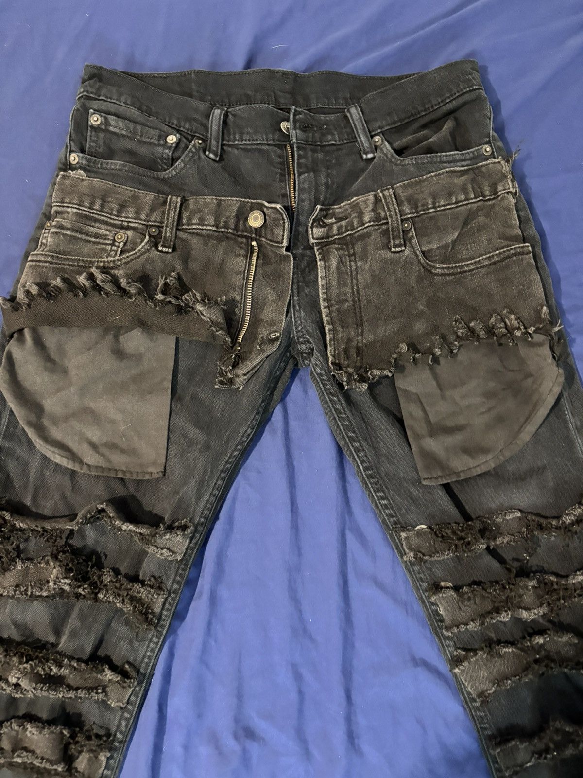 Other Doubled Upper Distressed Stacked Jeans Size US 32 / EU 48 - 5 Thumbnail