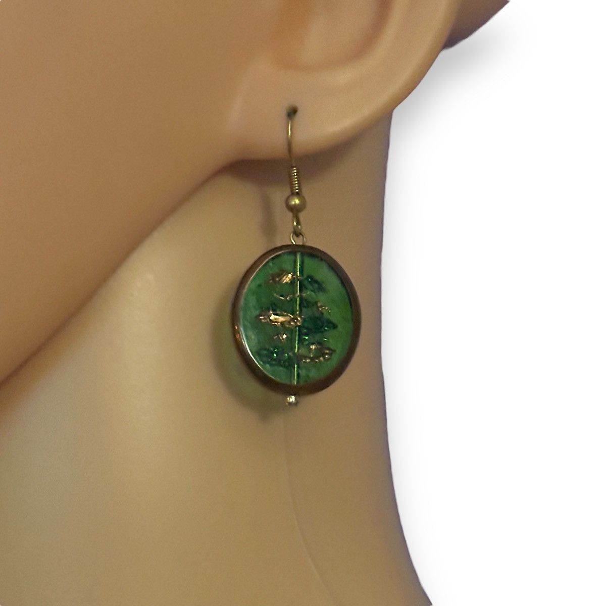 Other Oval green stone with gold flex dangle earrings Size ONE SIZE - 2 Thumbnail
