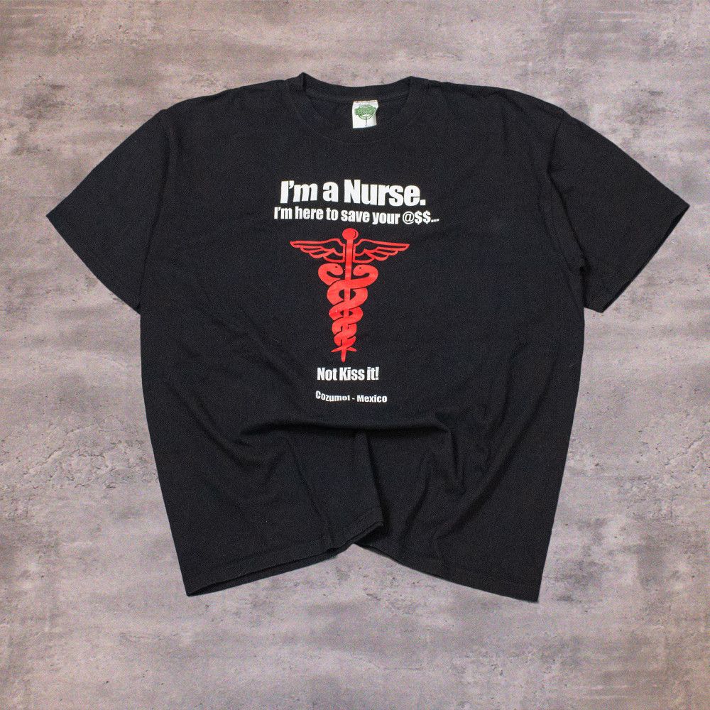 Vintage I'm A Nurse Comedy Humor Meme Y2K Style Black T-Shirt Size US L / EU 52-54 / 3 - 1 Thumbnail