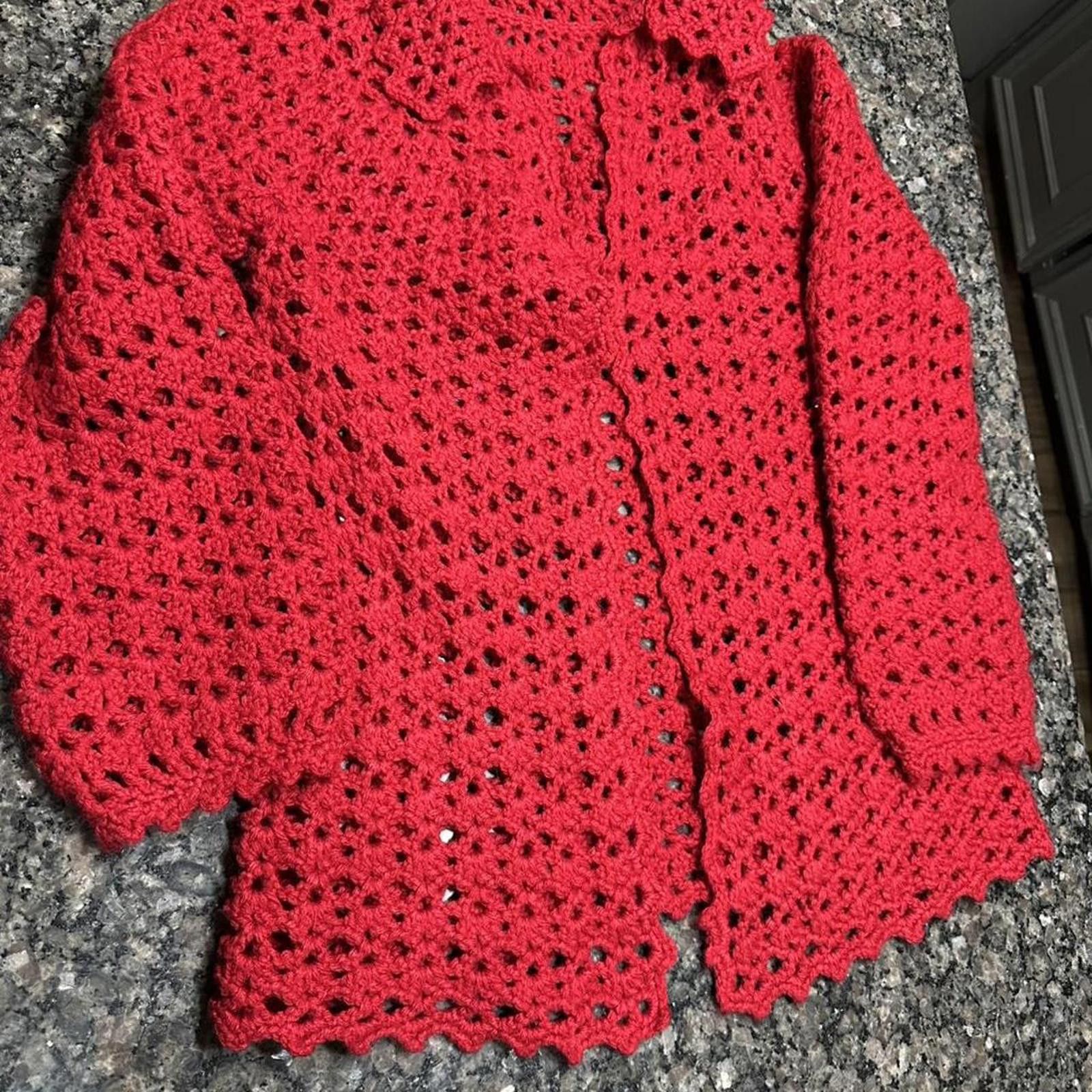 Other Crochet cardigan in red hues #crochetcardigan Size S / US 4 / IT 40 - 1 Thumbnail