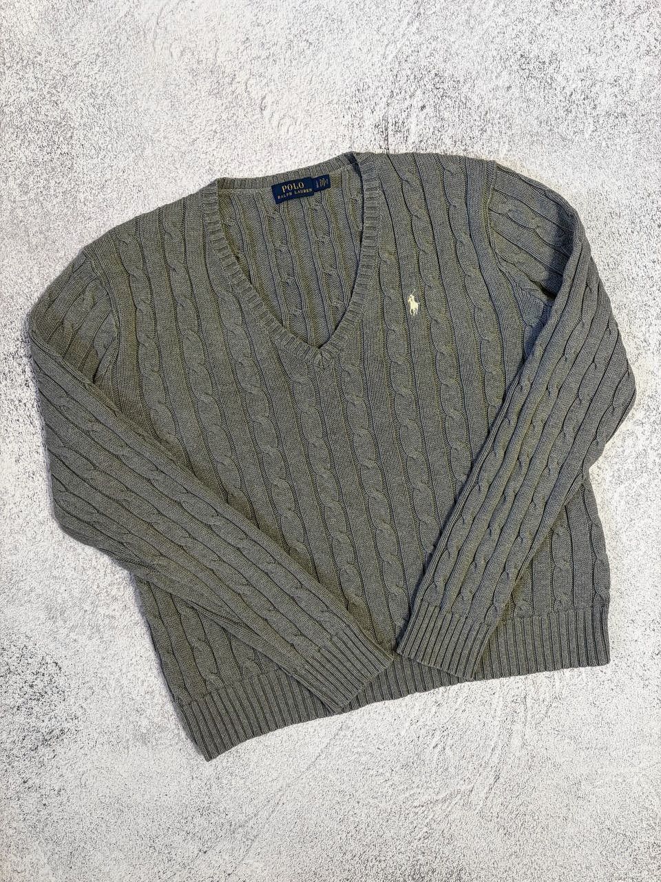 Polo Ralph Lauren Polo Ralph Lauren Braided Cable Knit V-Neck Cotton Sweater Size M / US 6-8 / IT 42-44 - 2 Thumbnail