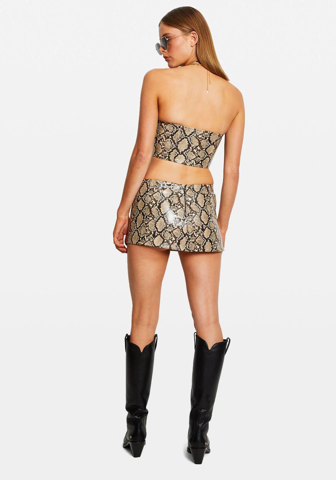 Miaou o1mle0425 Fig Python Skirt in Beige Size 32" / US 10 / IT 46 - 4 Thumbnail