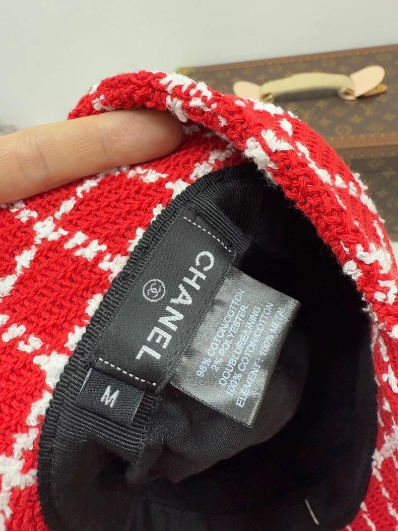 Chanel New Chanel Red Plaid Fisherman Hat -2505 Size ONE SIZE - 6 Thumbnail