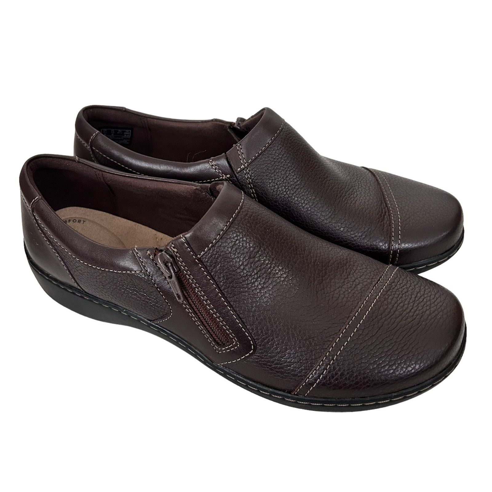 Clarks Clarks Cora Giny Brown Leather Loafers Sz 10W Size US 10 / IT 40 - 8 Thumbnail