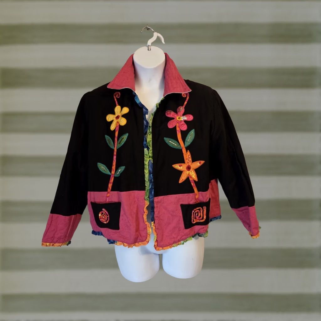 Vintage VINTAGE Yak Magik Reversible Open Patchwork Embellished Jacket XL Size XL / US 12-14 / IT 48-50 - 1 Thumbnail