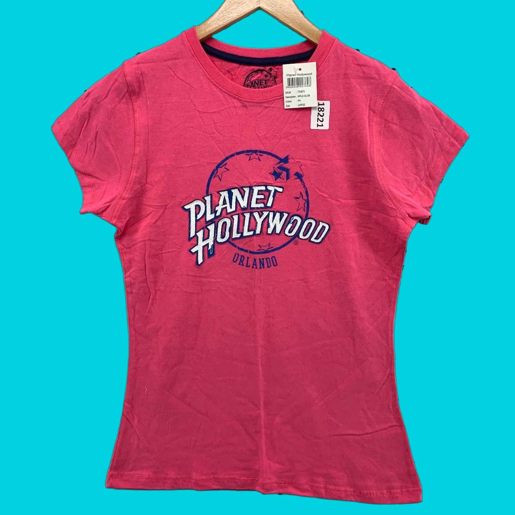 Planet Hollywood VINTAGE Planet Hollywood T-Shirt Women Large Pink Cap Sleeve Short Sleeve NWT Size L / US 10 / IT 46 - 1 Thumbnail