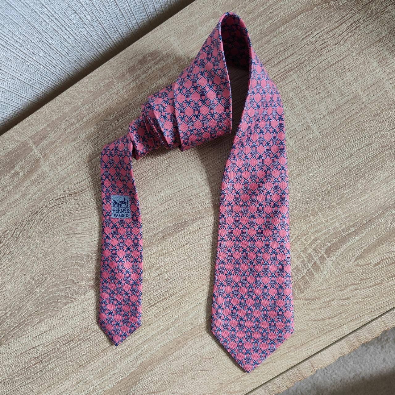 Hermes Hermes Paris Silk Tie 7075 OA Chain Pink Size ONE SIZE - 2 Thumbnail
