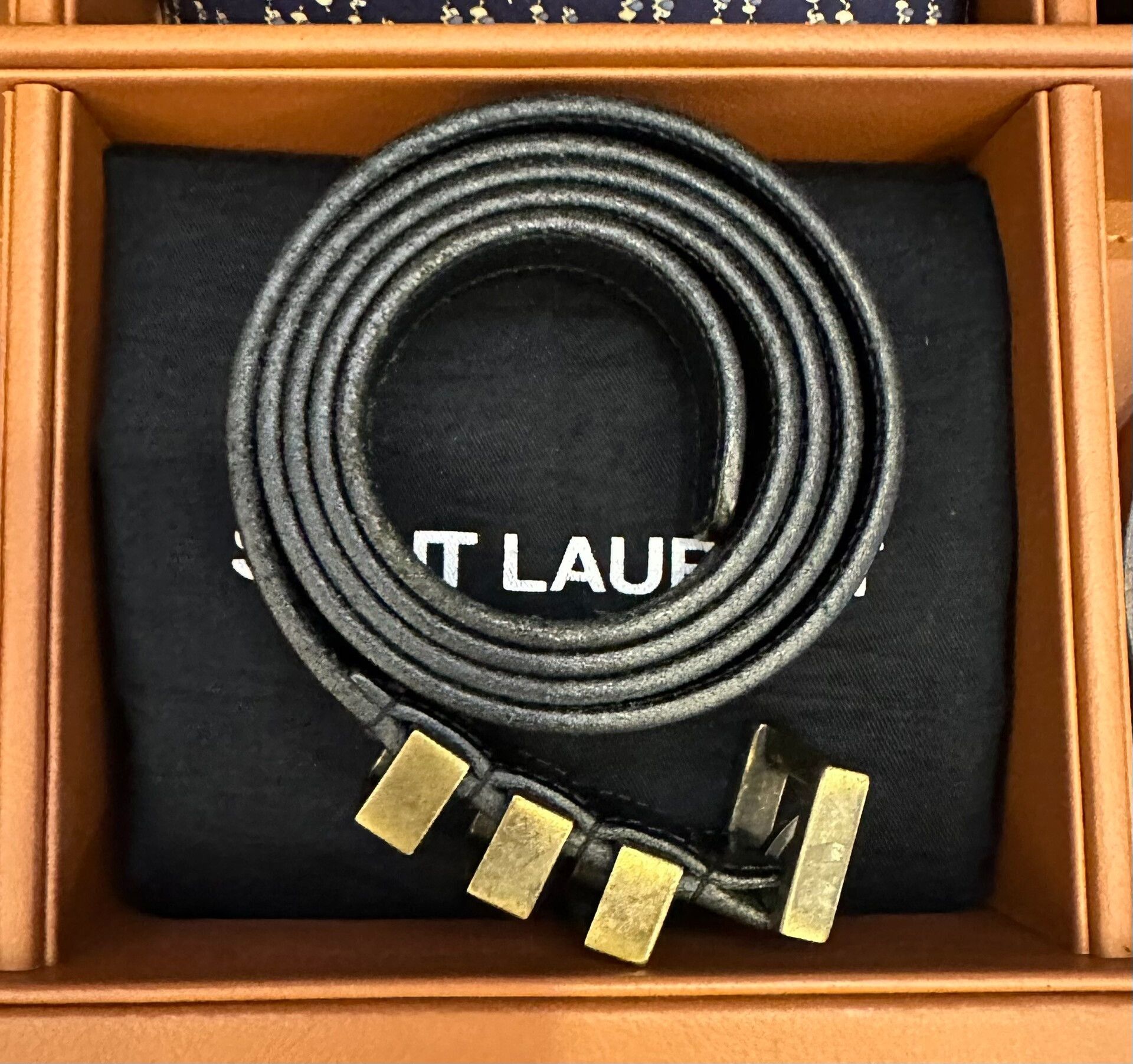 Saint Laurent Paris SLP Three-Section Gold Buckle Belt Size ONE SIZE - 1 Thumbnail
