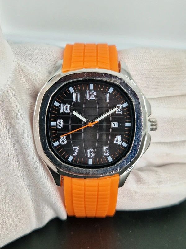 Other Steel 42mm Sport Aquanaut Watch Orange Silicone Strap Size 42 - 3 Thumbnail