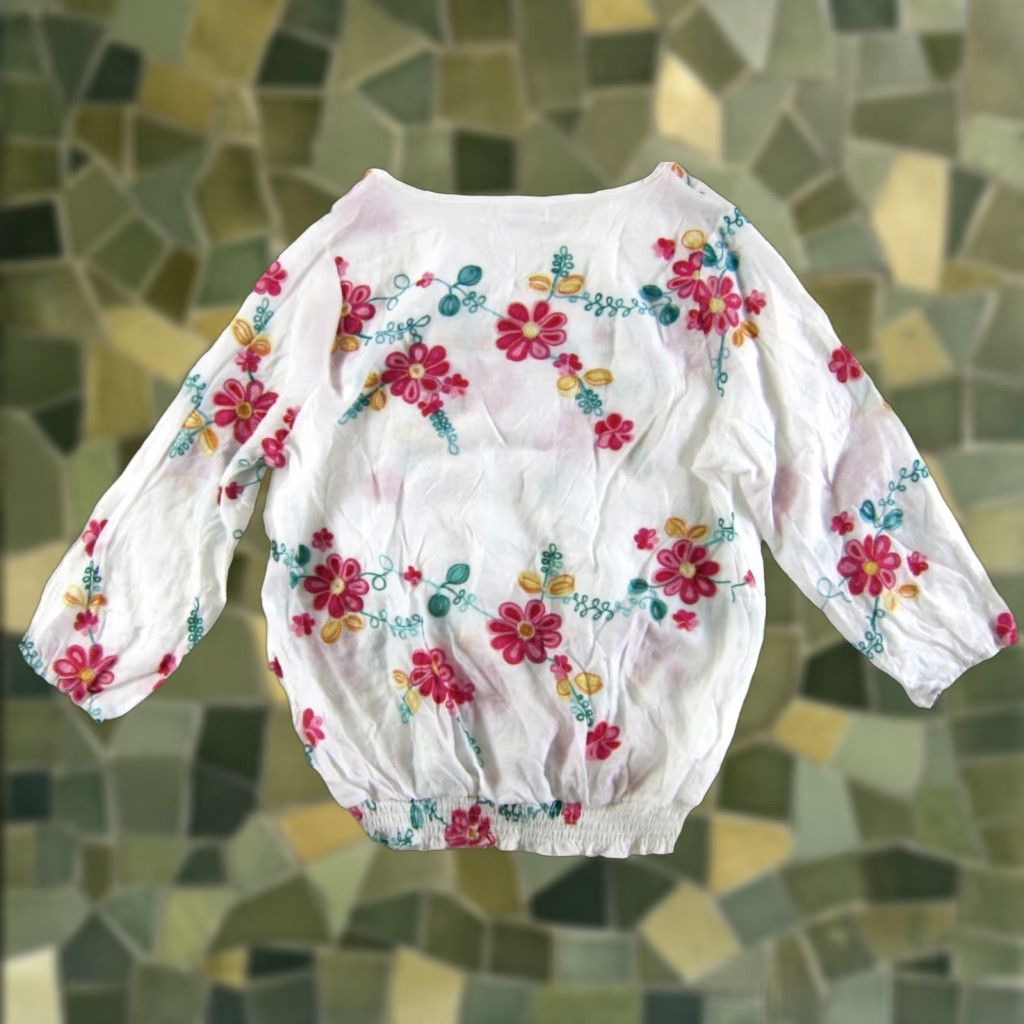 Vintage Kindred Blouse 3/4 Sleeve Tunic XL Pink Floral Embroidered Women V-Neck Pullover Polyester Vintage No Size XL / US 12-14 / IT 48-50 - 1 Thumbnail