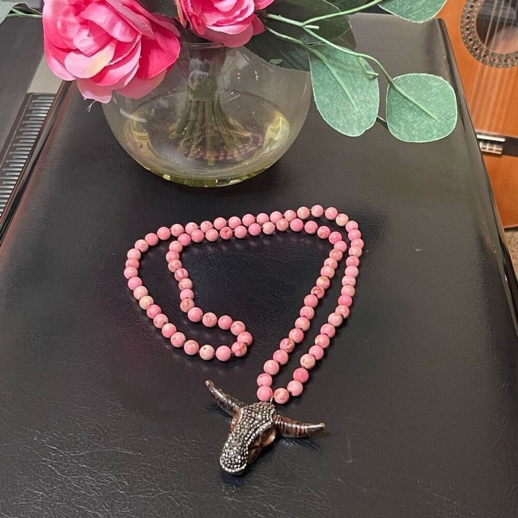 Other Brand New Womens Western Cow Skull Long Knotted Necklace Size ONE SIZE - 2 Thumbnail
