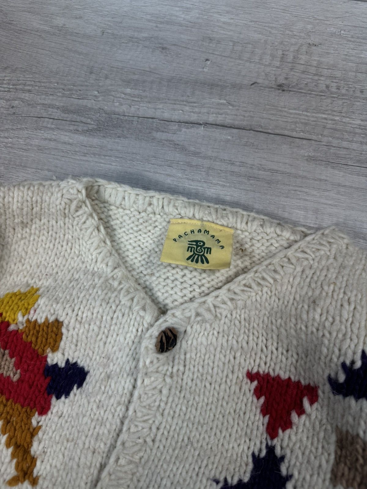 Handmade Pachamama Vintage Handmade Knitted Wool Patterned Cardigan Size US L / EU 52-54 / 3 - 6 Thumbnail
