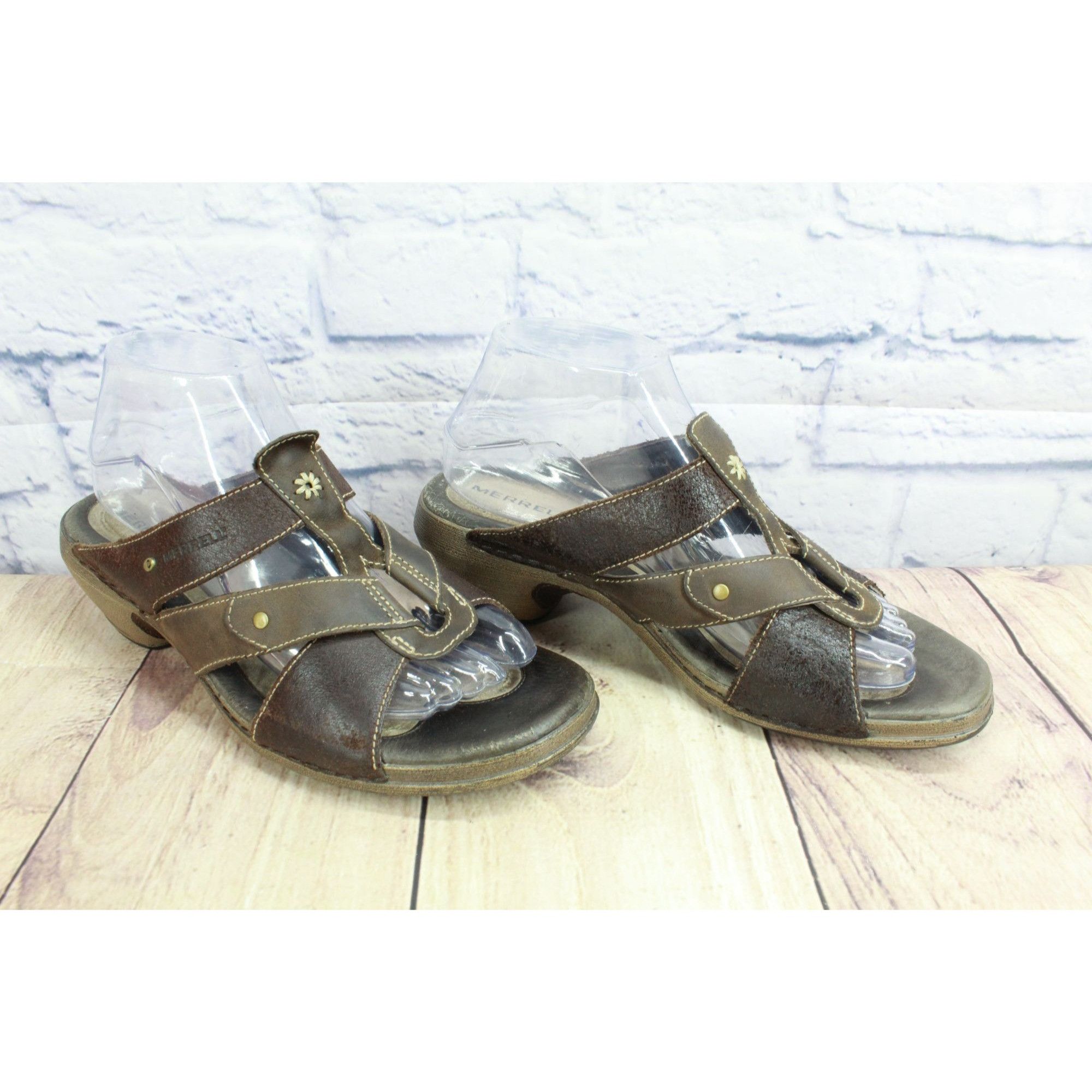 Leather × Merrell Merrell Luxe Slide Leather Comfort Wedge Boho Sandals Size US 8 / IT 38 - 3 Thumbnail