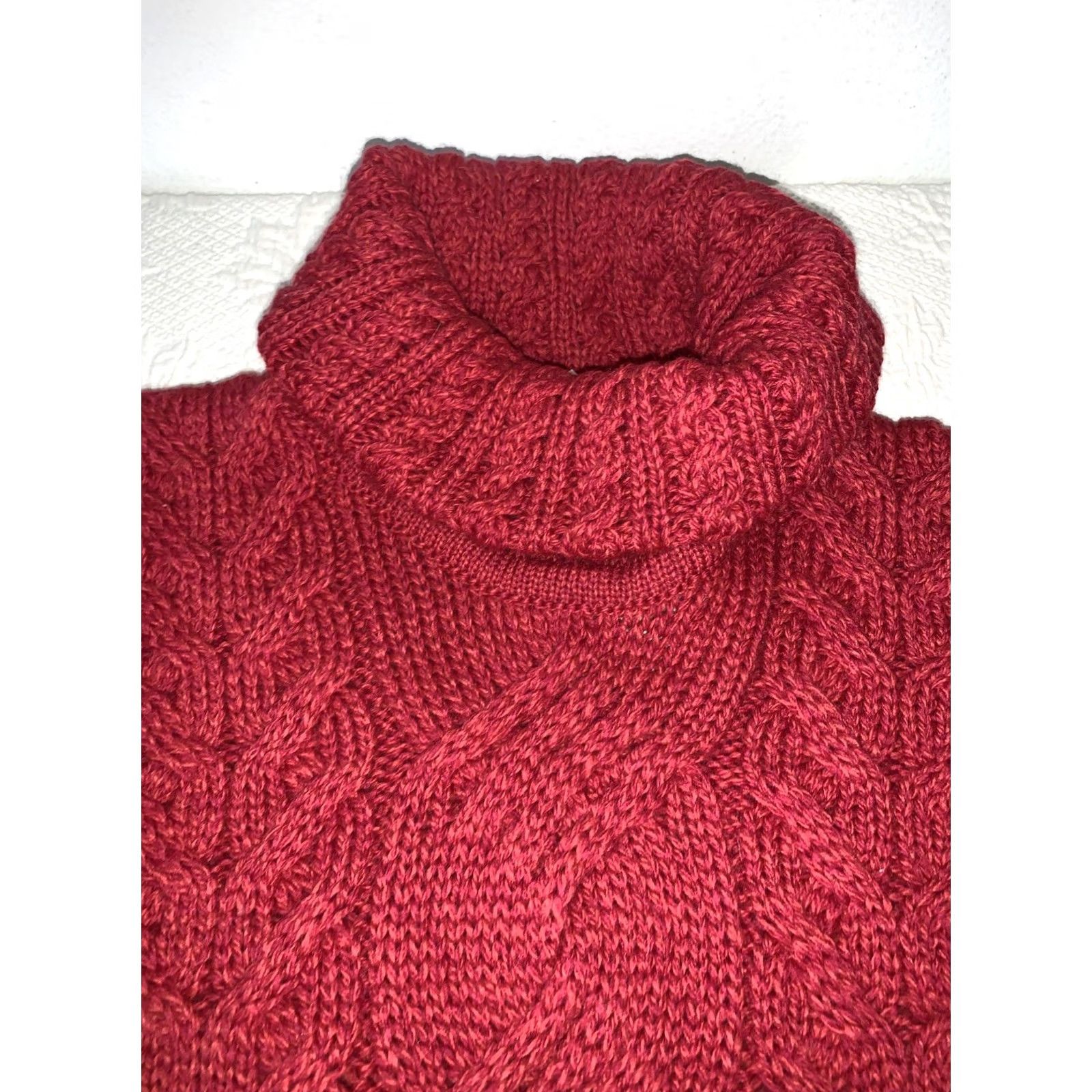 Vintage Aran Woollen Mills Sweater Women's Aran Knit Red Roll Neck Pullover 2XL Cable-Knit Long Sleeve IE Connemara Green Vintage No Size XXL / US 16-18 / IT 52-54 - 2 Thumbnail