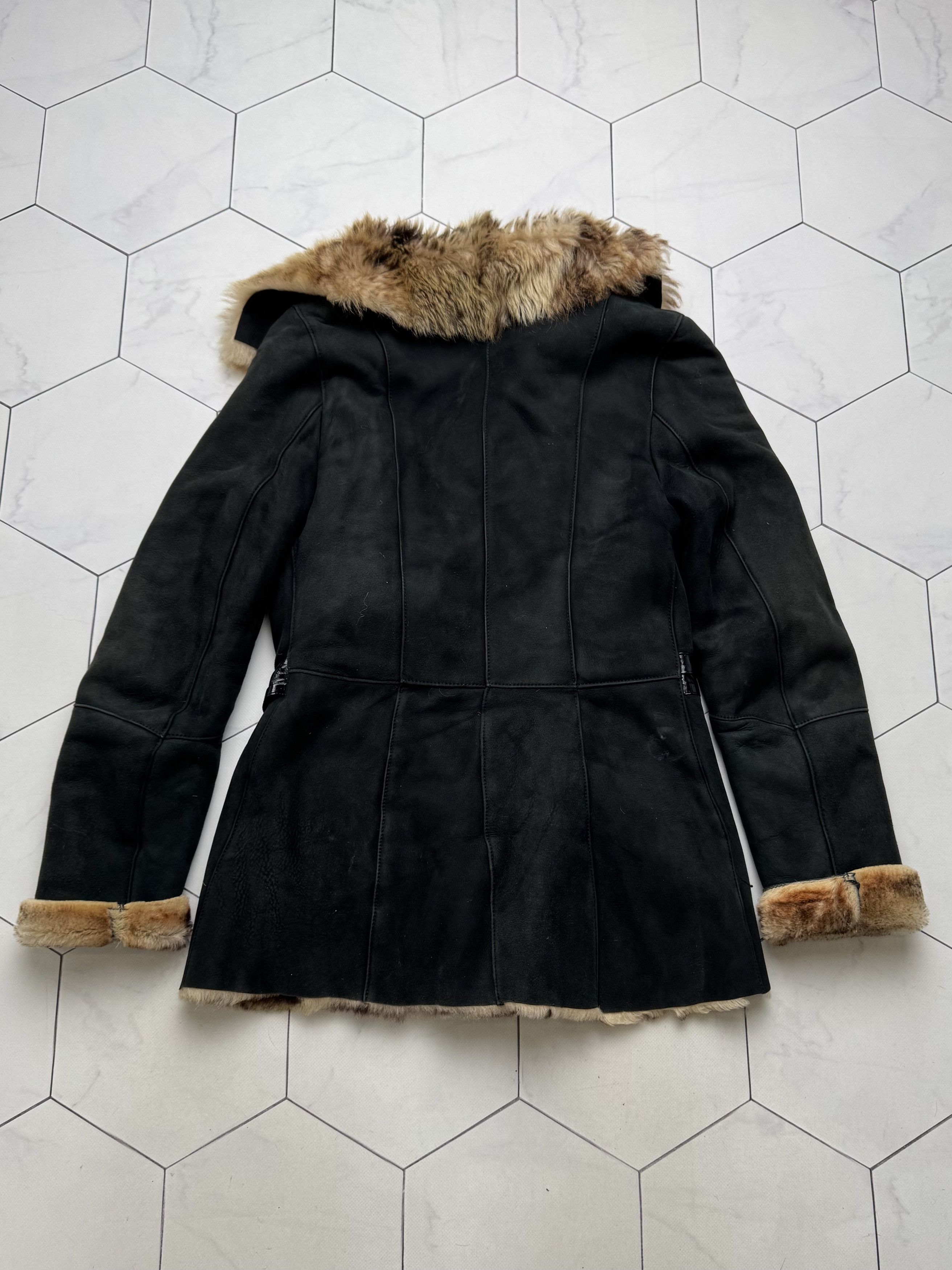 Japanese Brand Vintage Real Sheepskin Hooded Coat With Belt (B550)E2D15 Size XS / US 0-2 / IT 36-38 - 10 Thumbnail