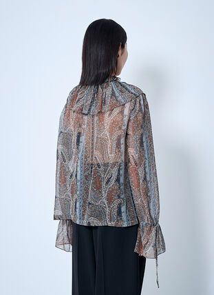 Saint Laurent Paris o1la1rc1a0226 819584 Blouse in Paisley Silk Georgette Size S / US 4 / IT 40 - 4 Thumbnail